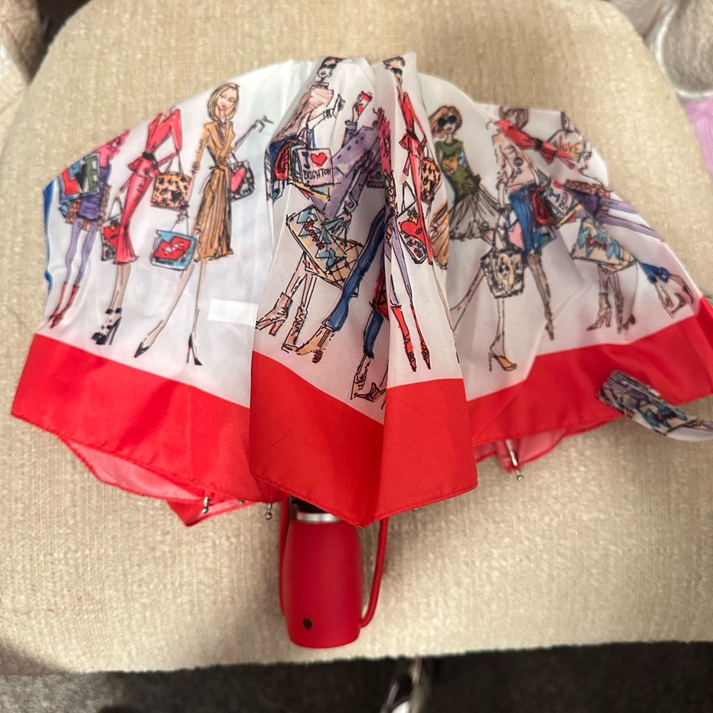 Brighton Fashion Illustration Umbrella with Red Accents